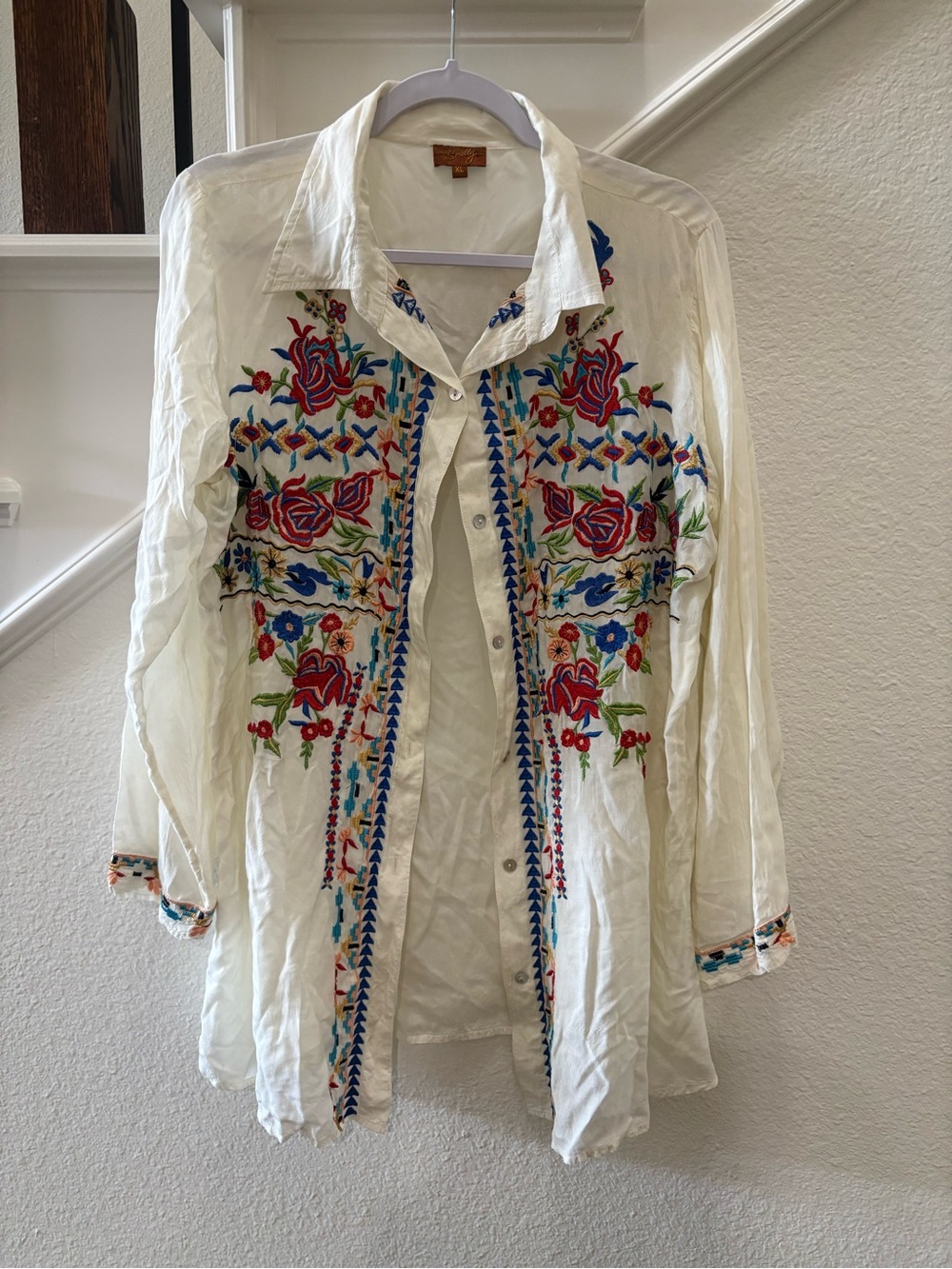 Scully Embroidered Floral Button Down Top